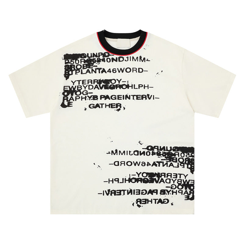 American-style Street Letter-printed Short-sleeve Shirt