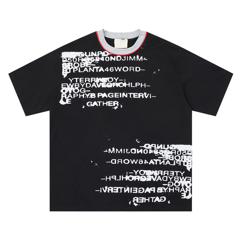 American-style Street Letter-printed Short-sleeve Shirt