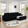 Right Sofa Seat,L Shape Modular Sectional Sofa, Compressed Sectional Sofa Modern Minimalist Style Corduroy Couch,Unfold Into A Bed, Bedroom, Comfy Compressed Sofa Couch Space-Efficient Design-black