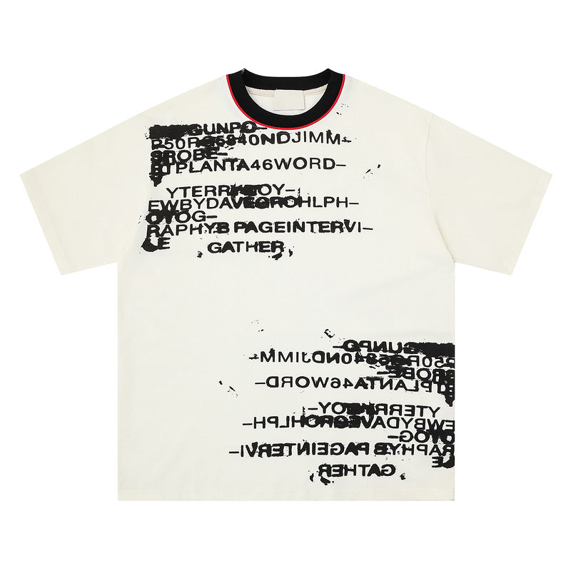American-style Street Letter-printed Short-sleeve Shirt