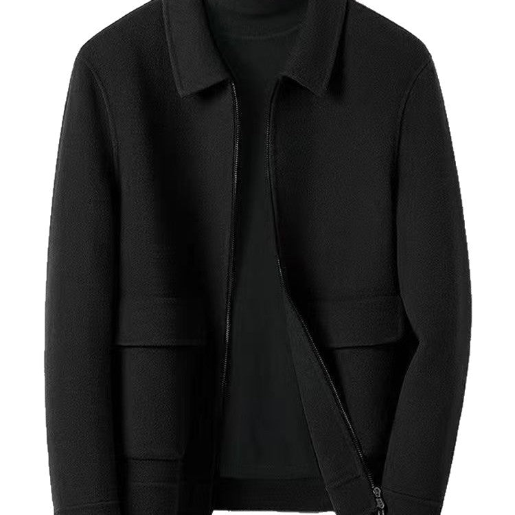 Mandarin-collar Cardigan Wool Jacket Mens Loose Casual Outerwear