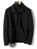Mandarin-collar Cardigan Wool Jacket Mens Loose Casual Outerwear
